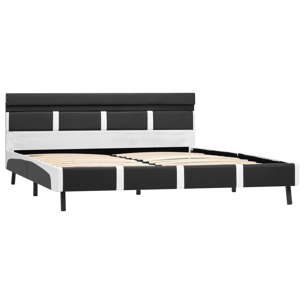 vidaXL Cadru de pat cu LED, gri, 160 x 200 cm, piele ecologică
