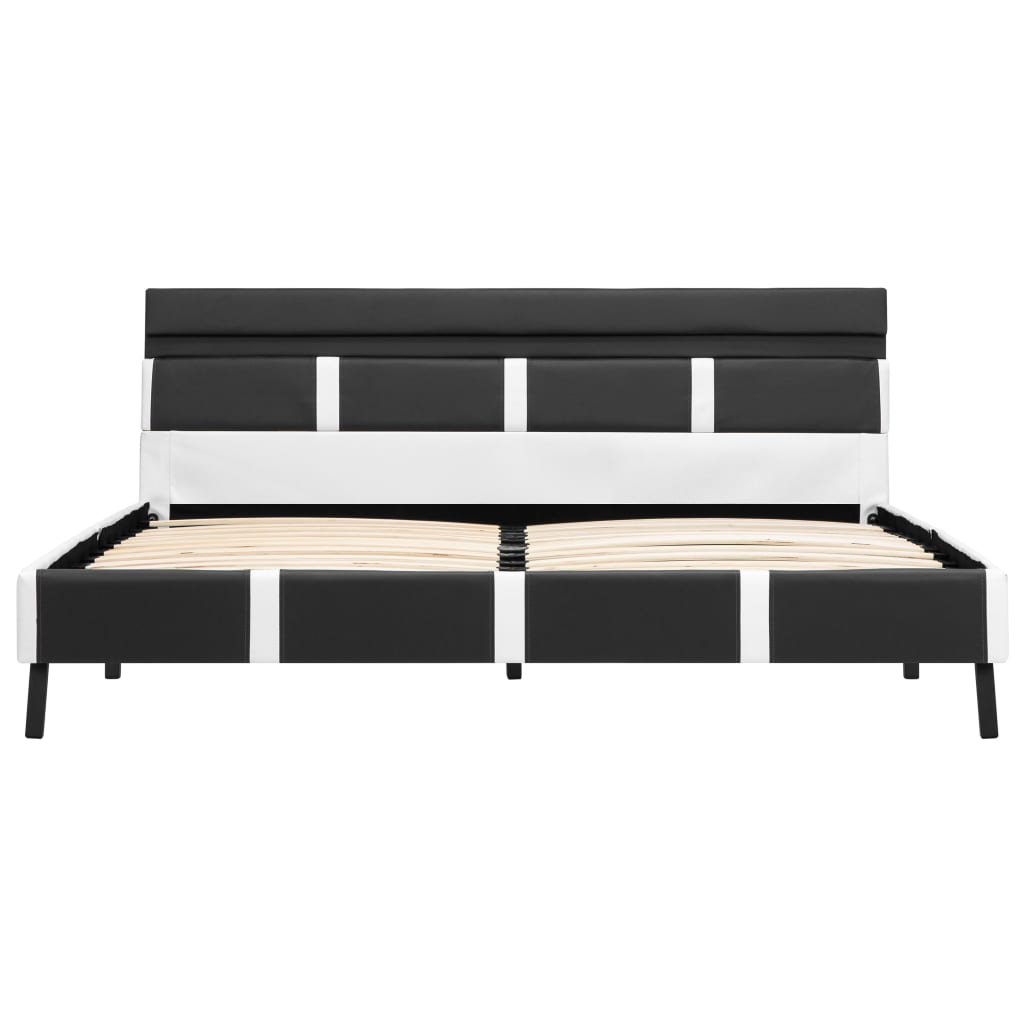 vidaXL Cadru de pat cu LED, gri, 160 x 200 cm, piele ecologică