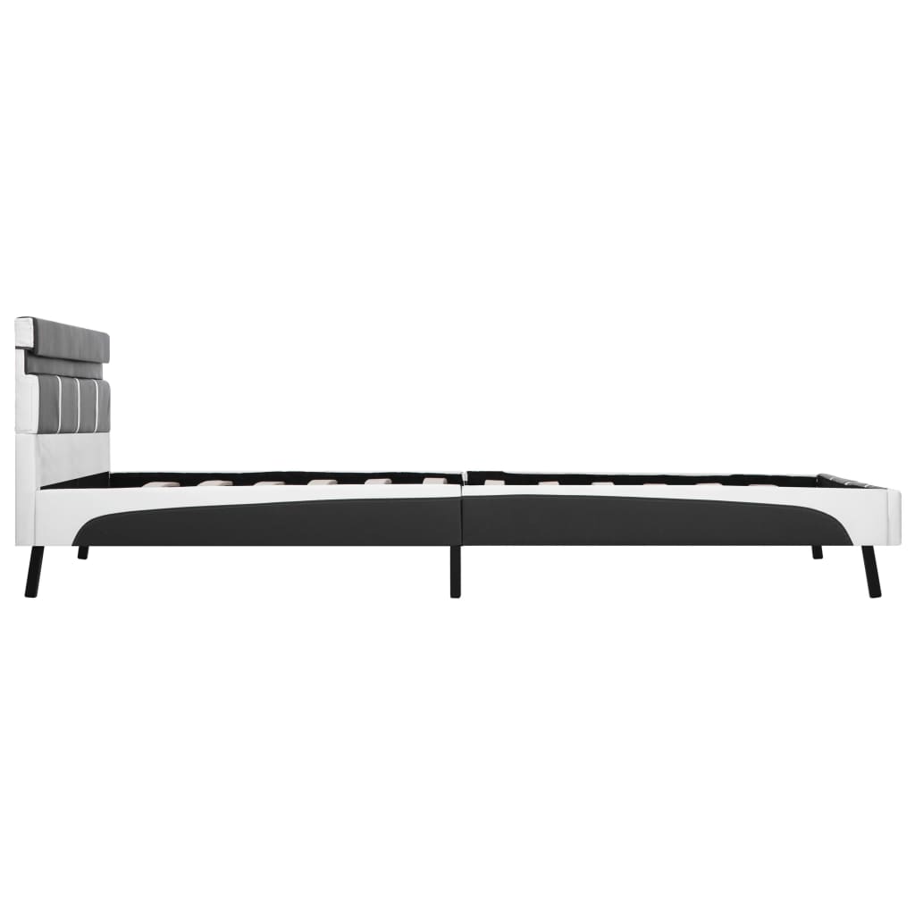 vidaXL Cadru de pat cu LED, gri, 160 x 200 cm, piele ecologică