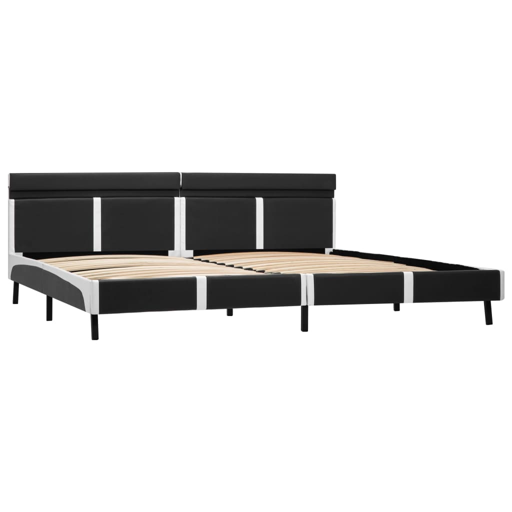 vidaXL Cadru de pat cu LED, gri, 180 x 200 cm, piele artificială