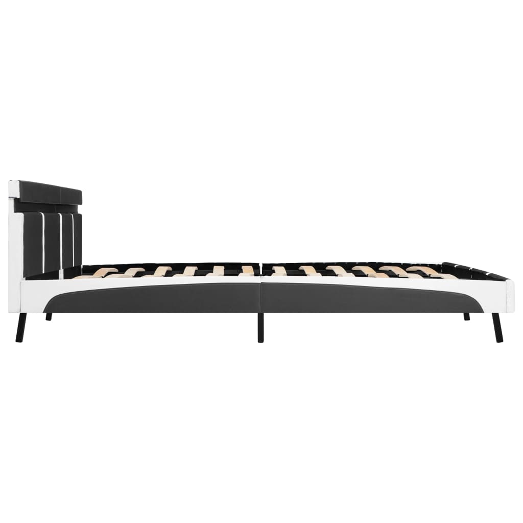 vidaXL Cadru de pat cu LED, gri, 180 x 200 cm, piele artificială