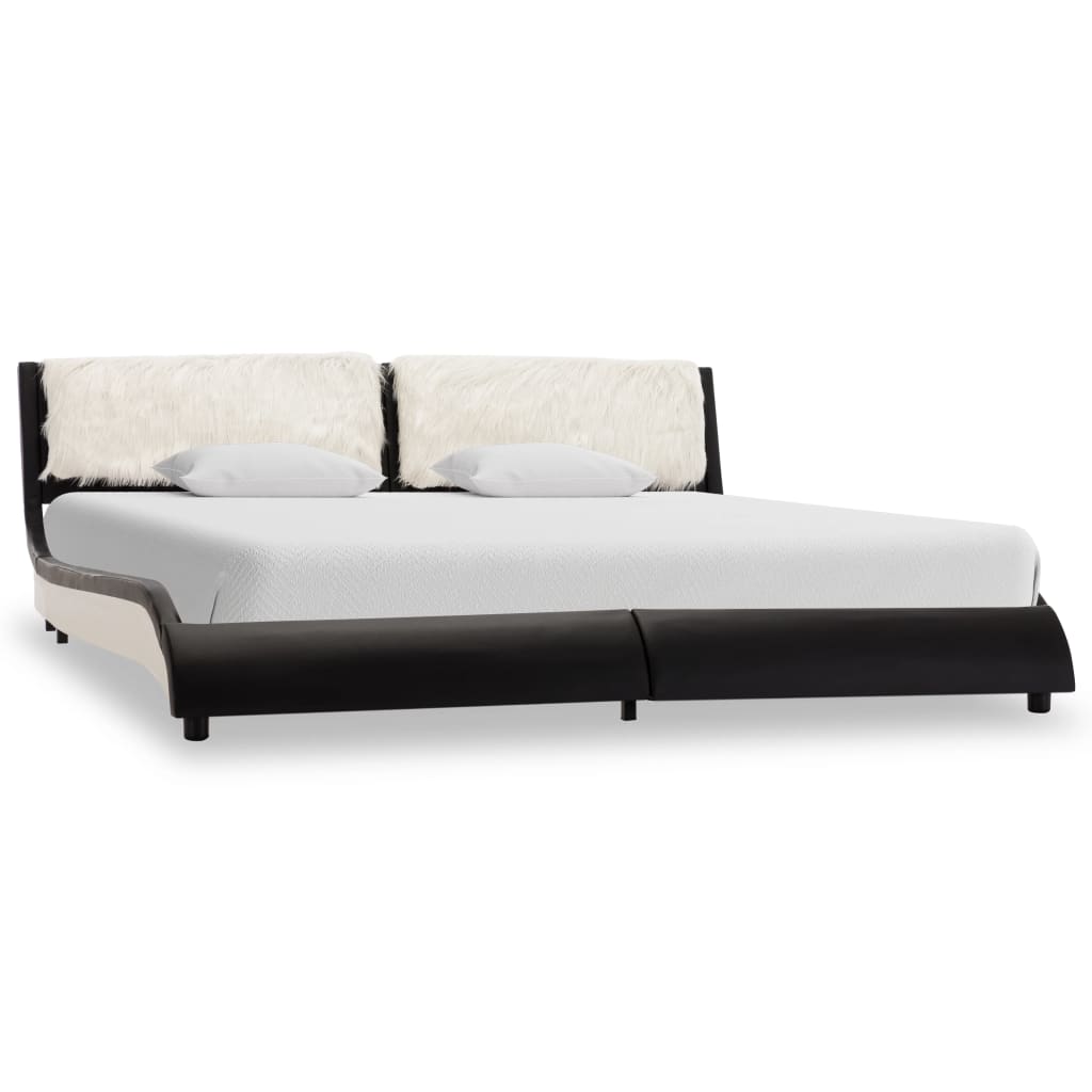 vidaXL Cadru de pat cu LED, negru și alb, 180x200 cm, piele ecologică vidaXL Cadru de pat cu LED, negru și alb, 180x200 cm, piele ecologică