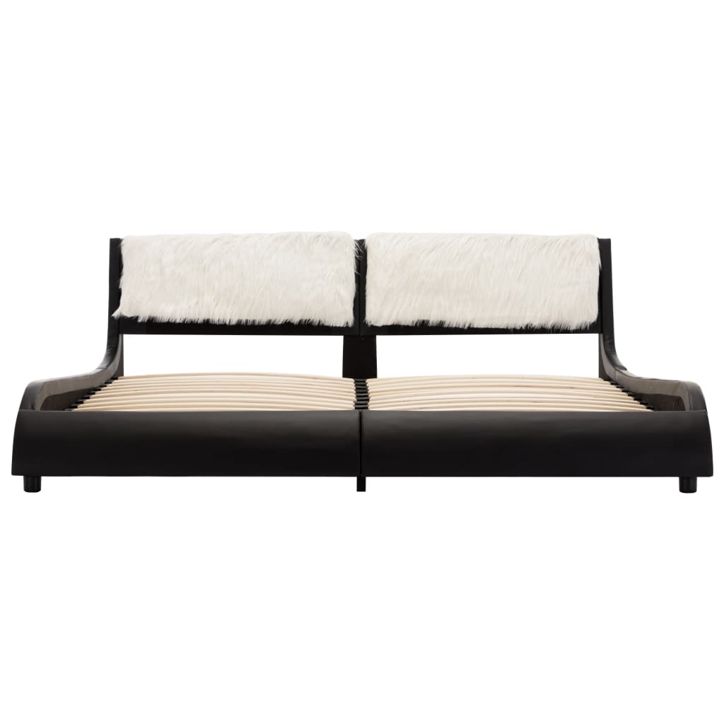 vidaXL Cadru de pat cu LED, negru și alb, 180x200 cm, piele ecologică vidaXL Cadru de pat cu LED, negru și alb, 180x200 cm, piele ecologică