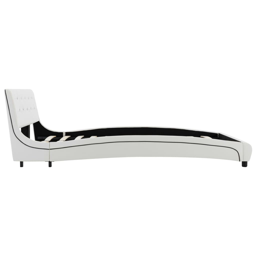 vidaXL Cadru de pat fără saltea piele artificială albă 135x190 cm