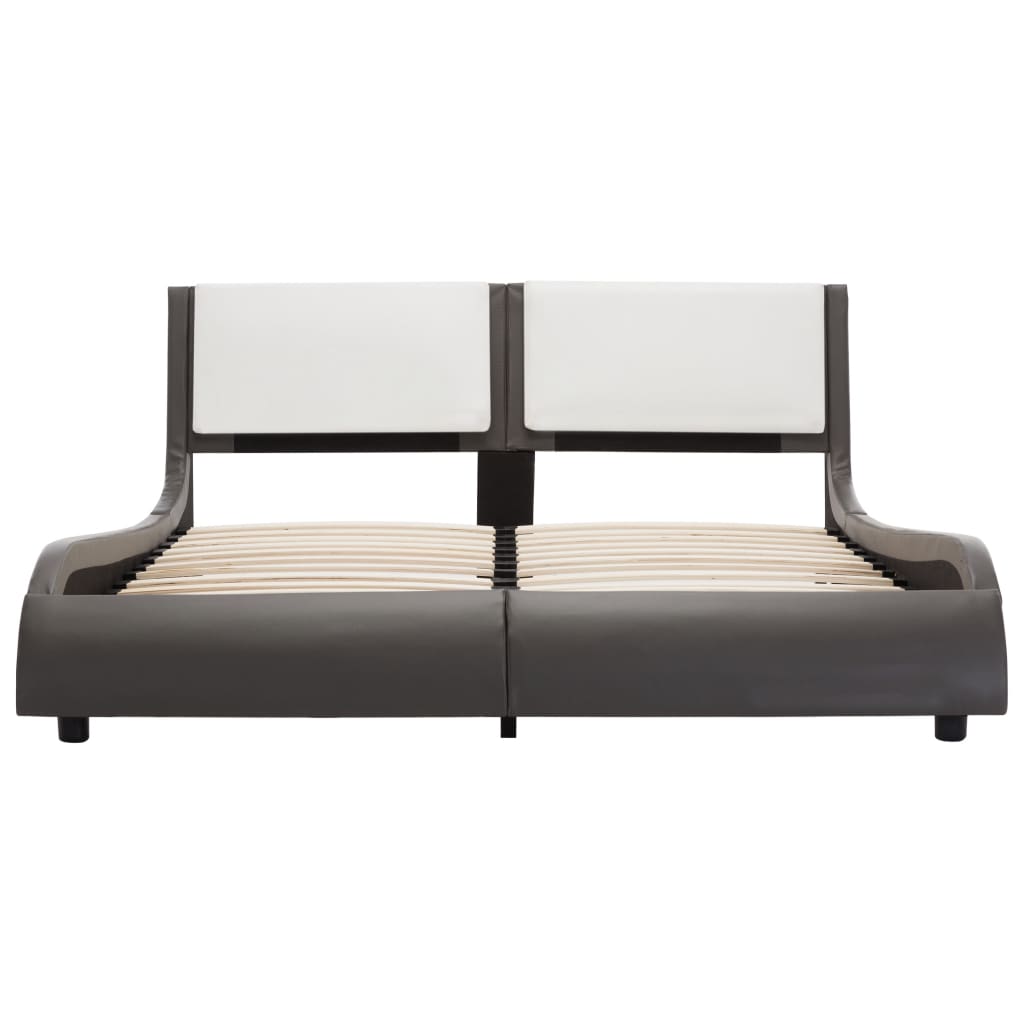 vidaXL Cadru de pat cu LED fără saltea gri și alb 120x190 cm