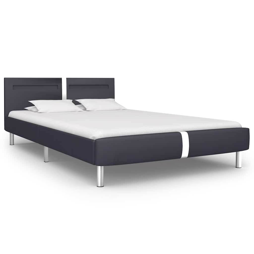 vidaXL Cadru de pat cu LED, negru, 140 x 200 cm, piele artificială