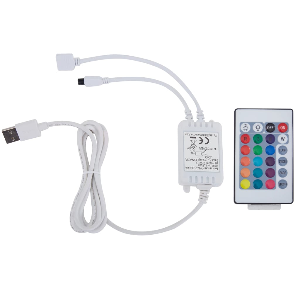 vidaXL Cadru de pat cu LED, alb, 180 x 200 cm, piele artificială