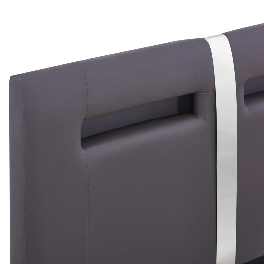 vidaXL Cadru de pat cu LED, gri, 90 x 200 cm, piele artificială vidaXL Cadru de pat cu LED, gri, 90 x 200 cm, piele artificială