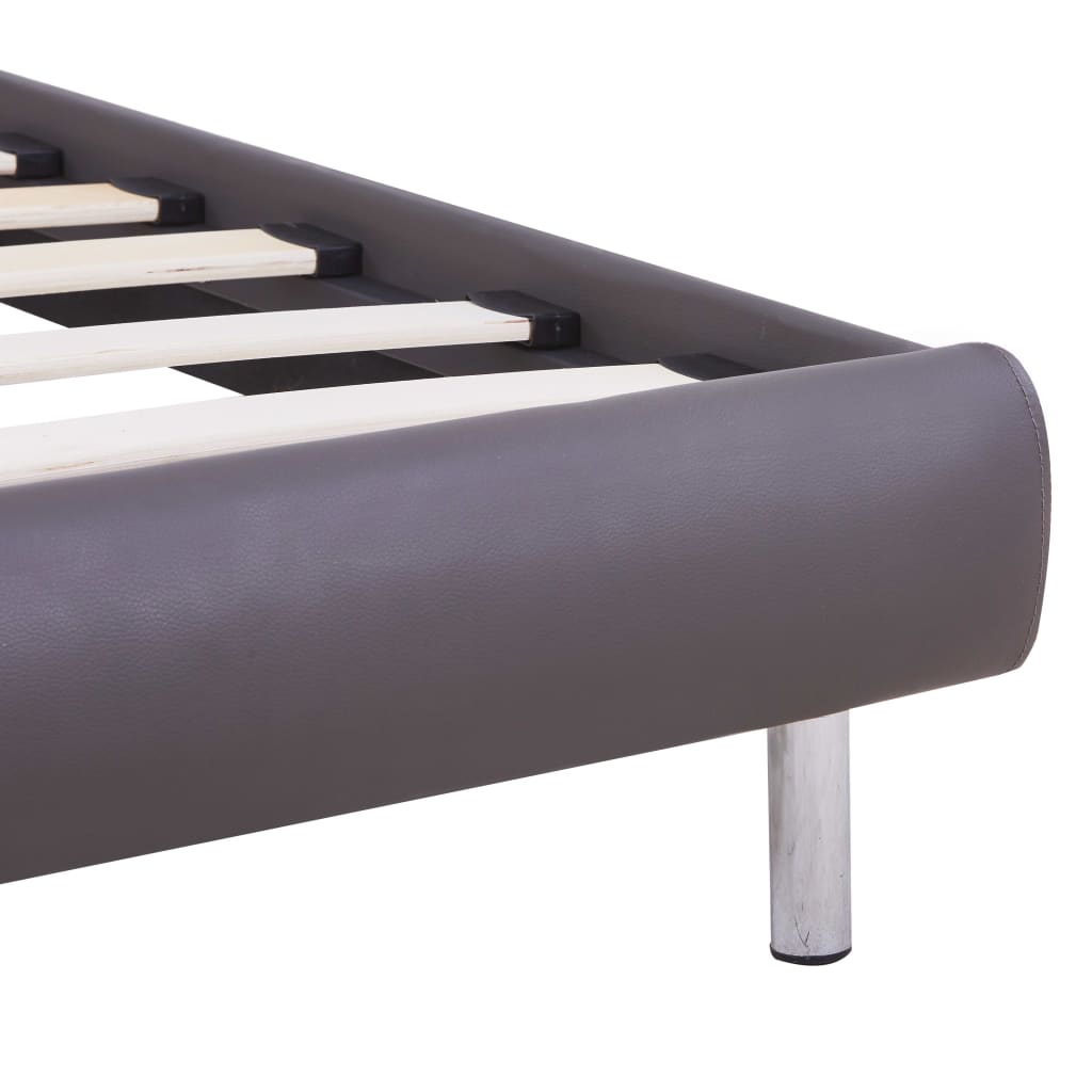 vidaXL Cadru de pat cu LED, gri, 90 x 200 cm, piele artificială vidaXL Cadru de pat cu LED, gri, 90 x 200 cm, piele artificială