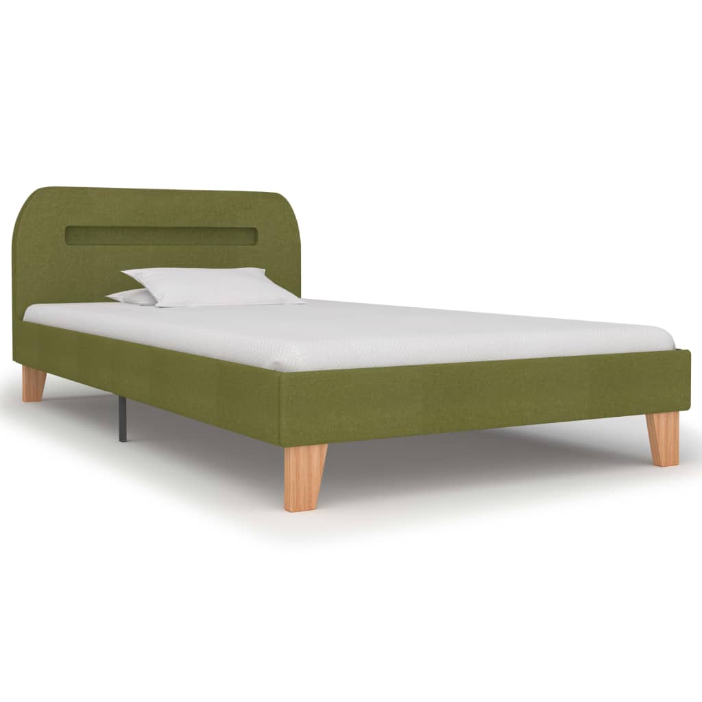 vidaXL Cadru de pat cu LED-uri, verde, 90 x 200 cm, material textil