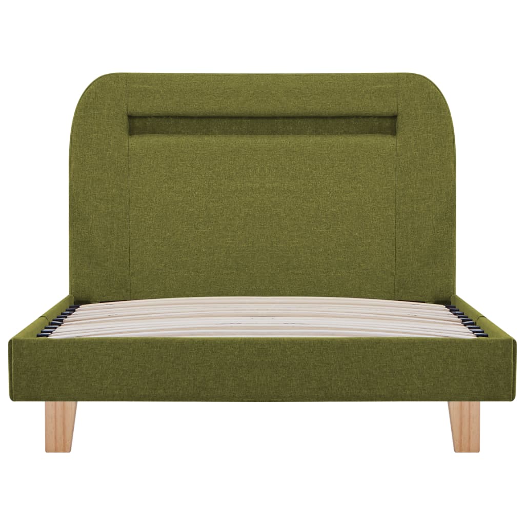vidaXL Cadru de pat cu LED-uri, verde, 90 x 200 cm, material textil
