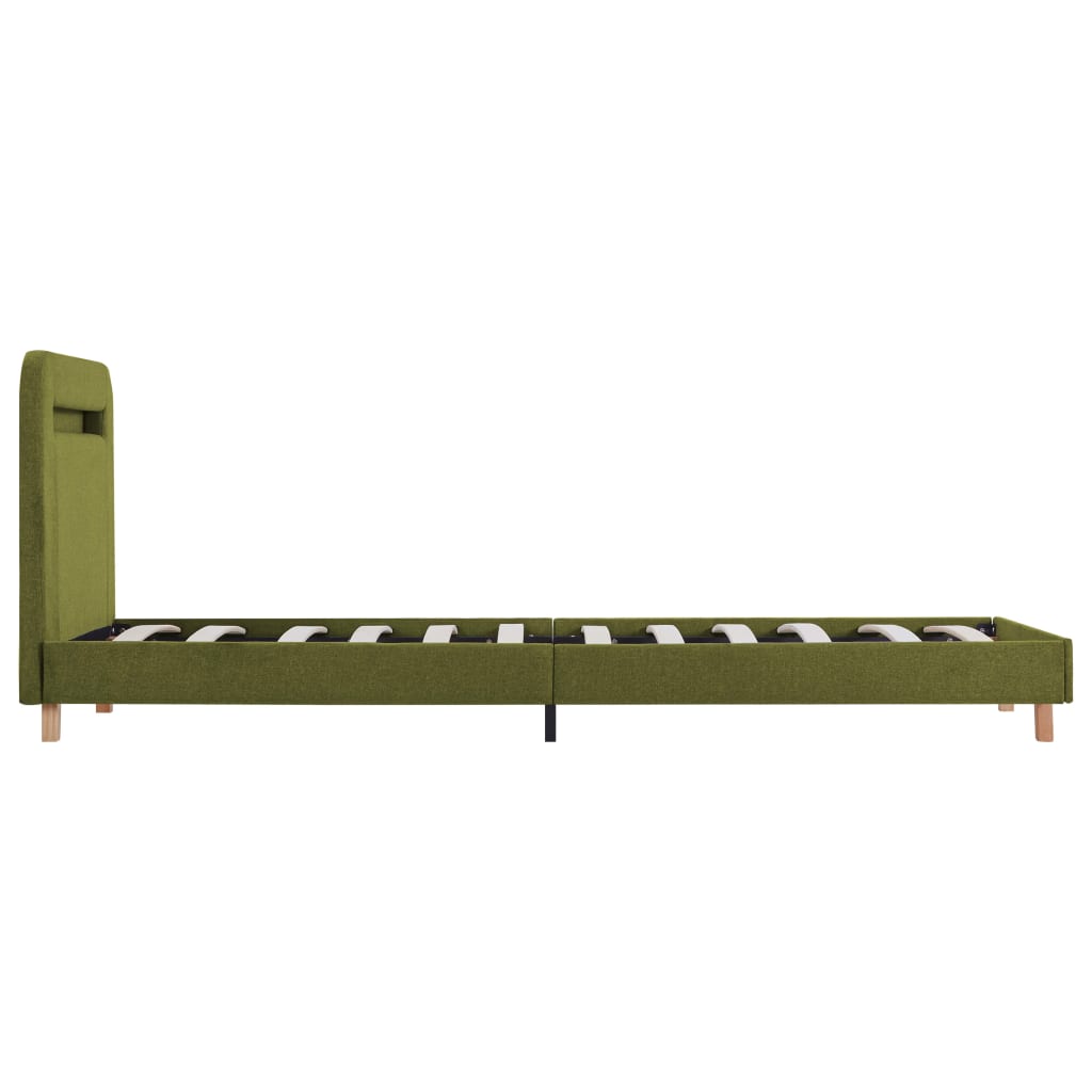 vidaXL Cadru de pat cu LED-uri, verde, 90 x 200 cm, material textil