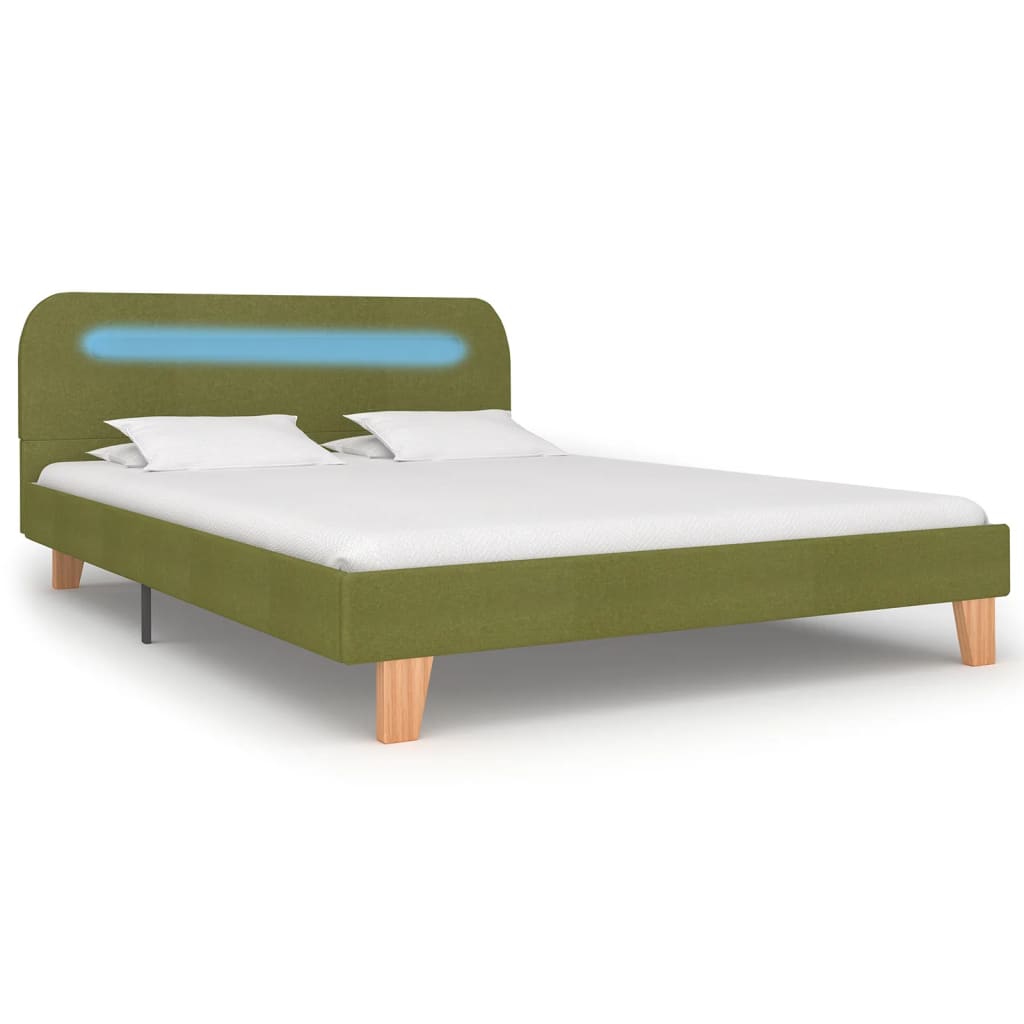 vidaXL Cadru de pat cu LED-uri, verde, 140 x 200 cm, material textil vidaXL Cadru de pat cu LED-uri, verde, 140 x 200 cm, material textil
