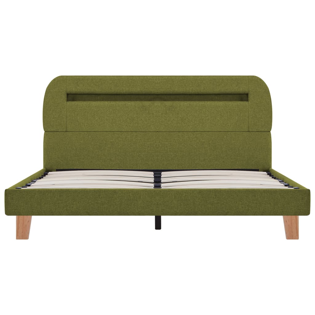 vidaXL Cadru de pat cu LED-uri, verde, 140 x 200 cm, material textil vidaXL Cadru de pat cu LED-uri, verde, 140 x 200 cm, material textil