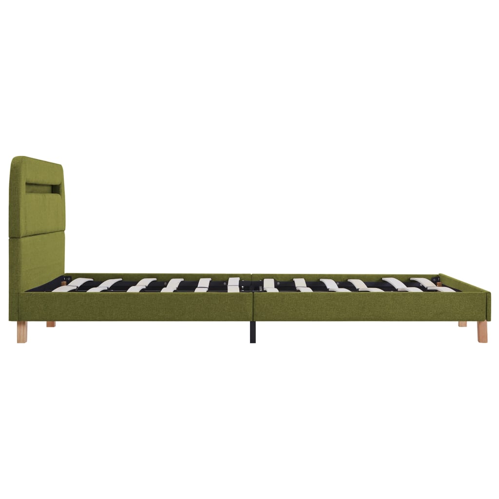 vidaXL Cadru de pat cu LED-uri, verde, 140 x 200 cm, material textil vidaXL Cadru de pat cu LED-uri, verde, 140 x 200 cm, material textil