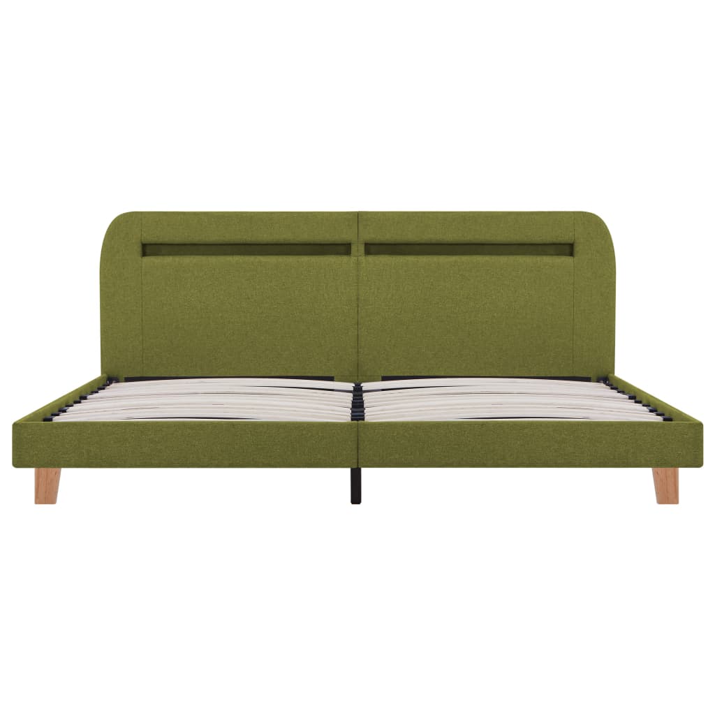 vidaXL Cadru de pat cu LED-uri, verde, 160 x 200 cm, material textil