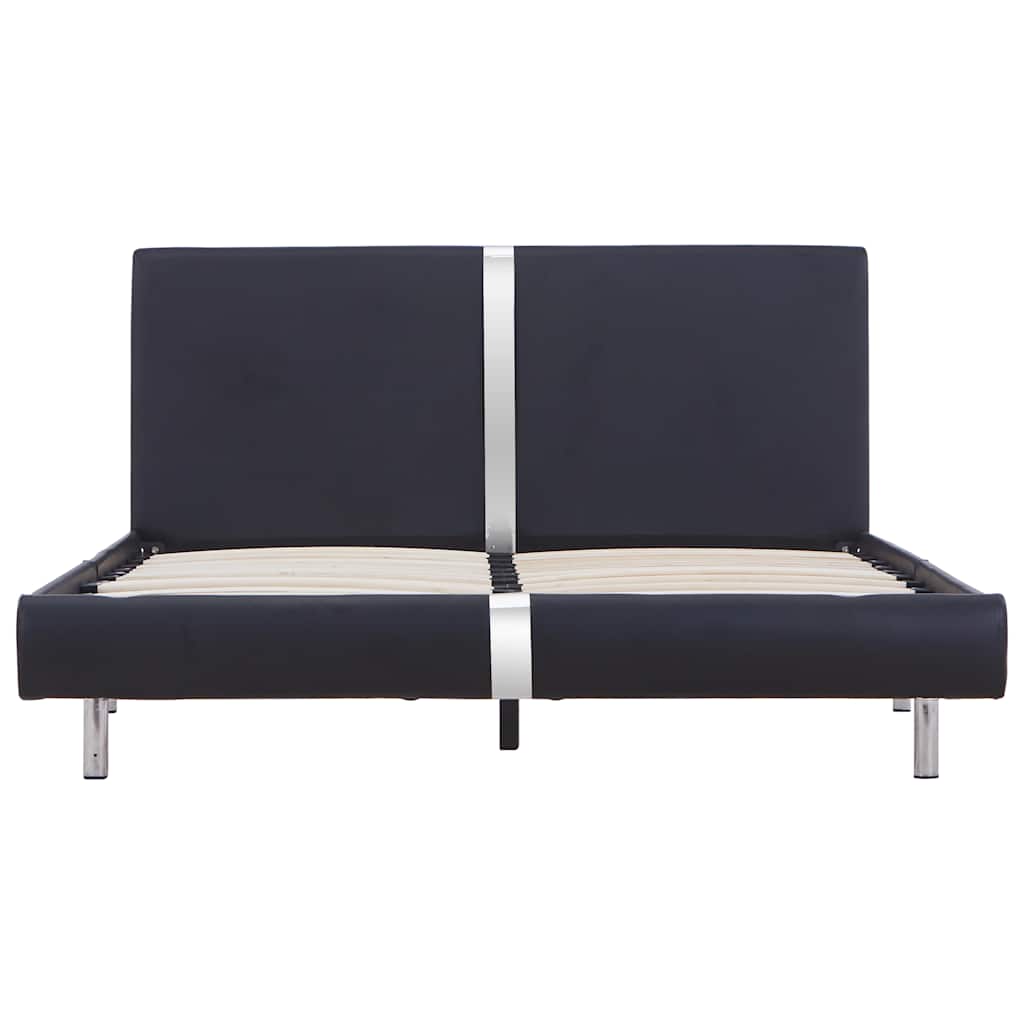 vidaXL Cadru de pat fără saltea piele artificială neagră 135x190 cm vidaXL Cadru de pat fără saltea piele artificială neagră 135x190 cm