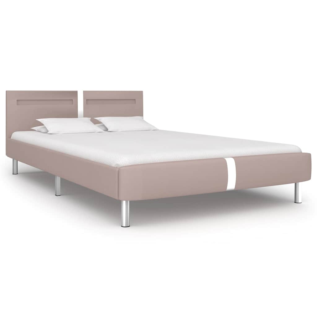 vidaXL Cadru de pat cu LED fără saltea Cappuccino 135x190 cm vidaXL Cadru de pat cu LED fără saltea Cappuccino 135x190 cm