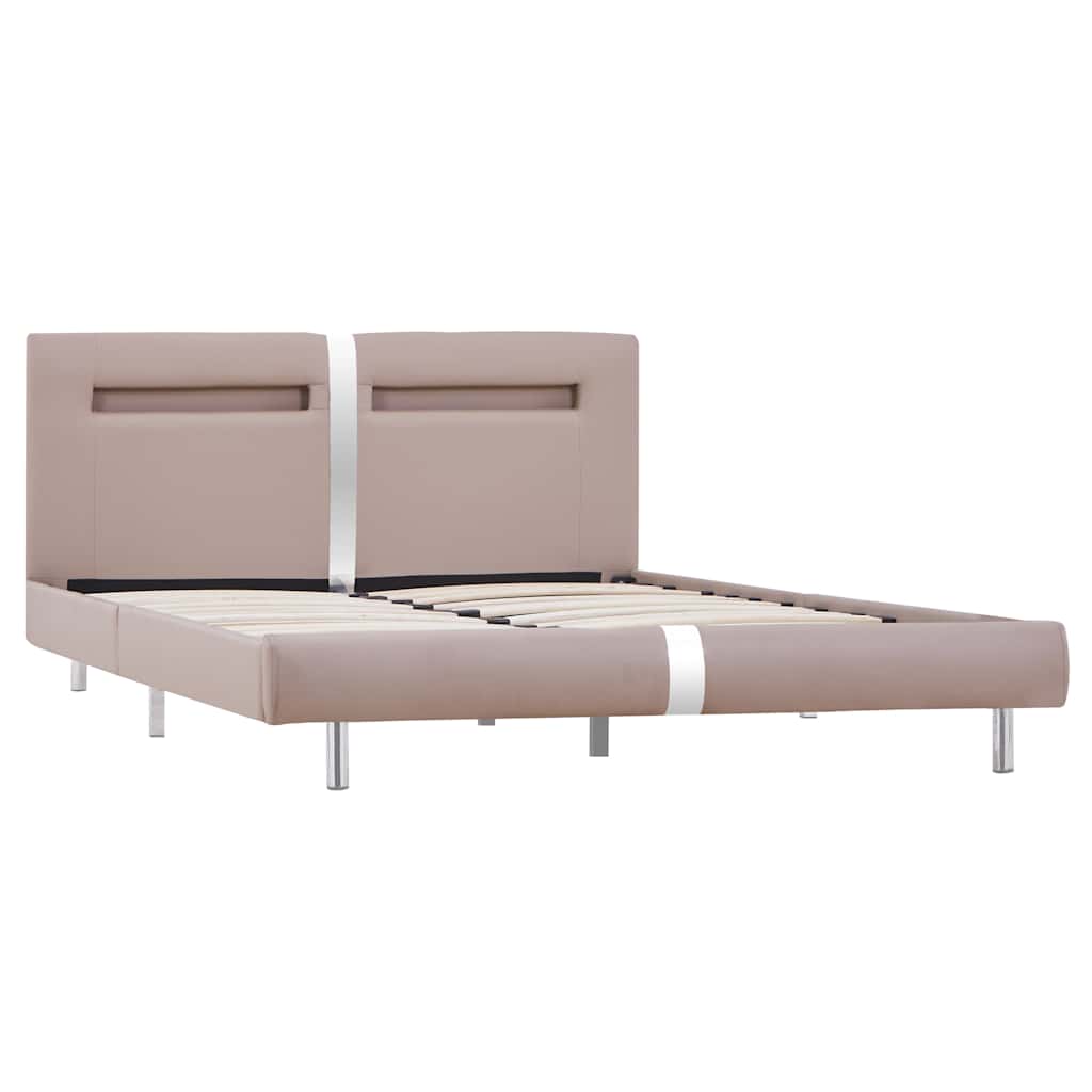 vidaXL Cadru de pat cu LED fără saltea Cappuccino 135x190 cm vidaXL Cadru de pat cu LED fără saltea Cappuccino 135x190 cm