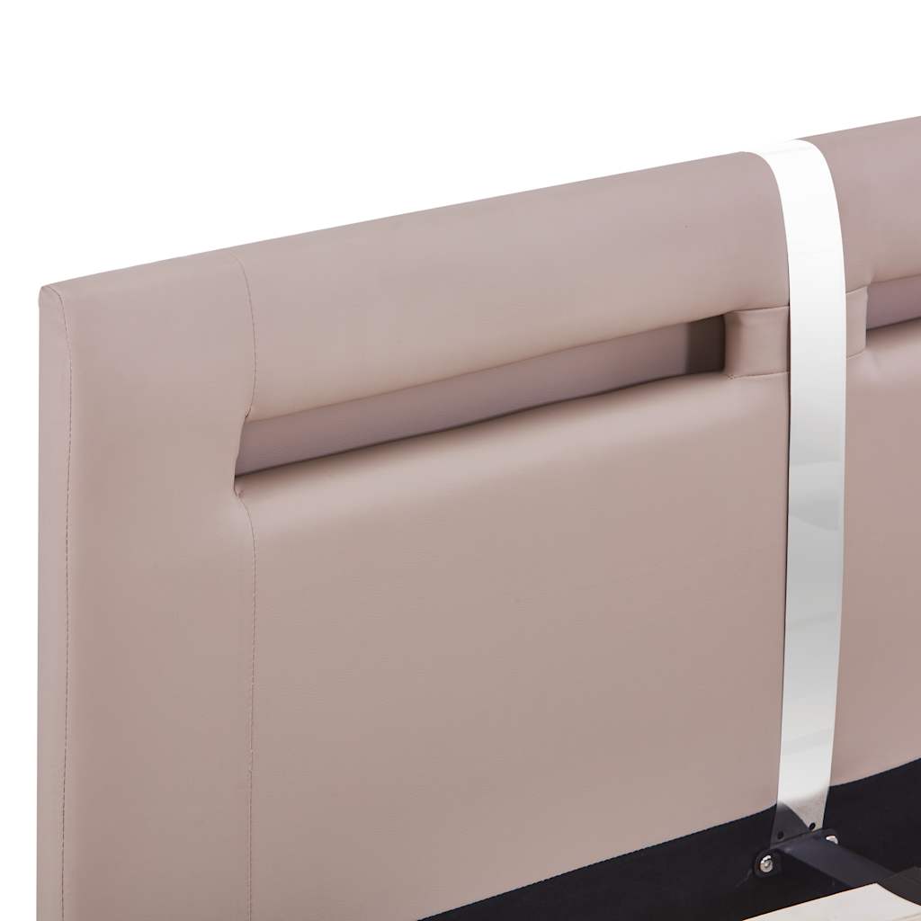 vidaXL Cadru de pat cu LED fără saltea Cappuccino 135x190 cm vidaXL Cadru de pat cu LED fără saltea Cappuccino 135x190 cm