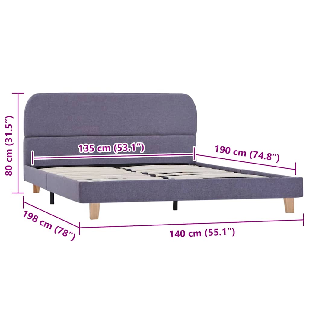 vidaXL Cadru de pat fără saltea țesătură gri deschis 135x190 cm