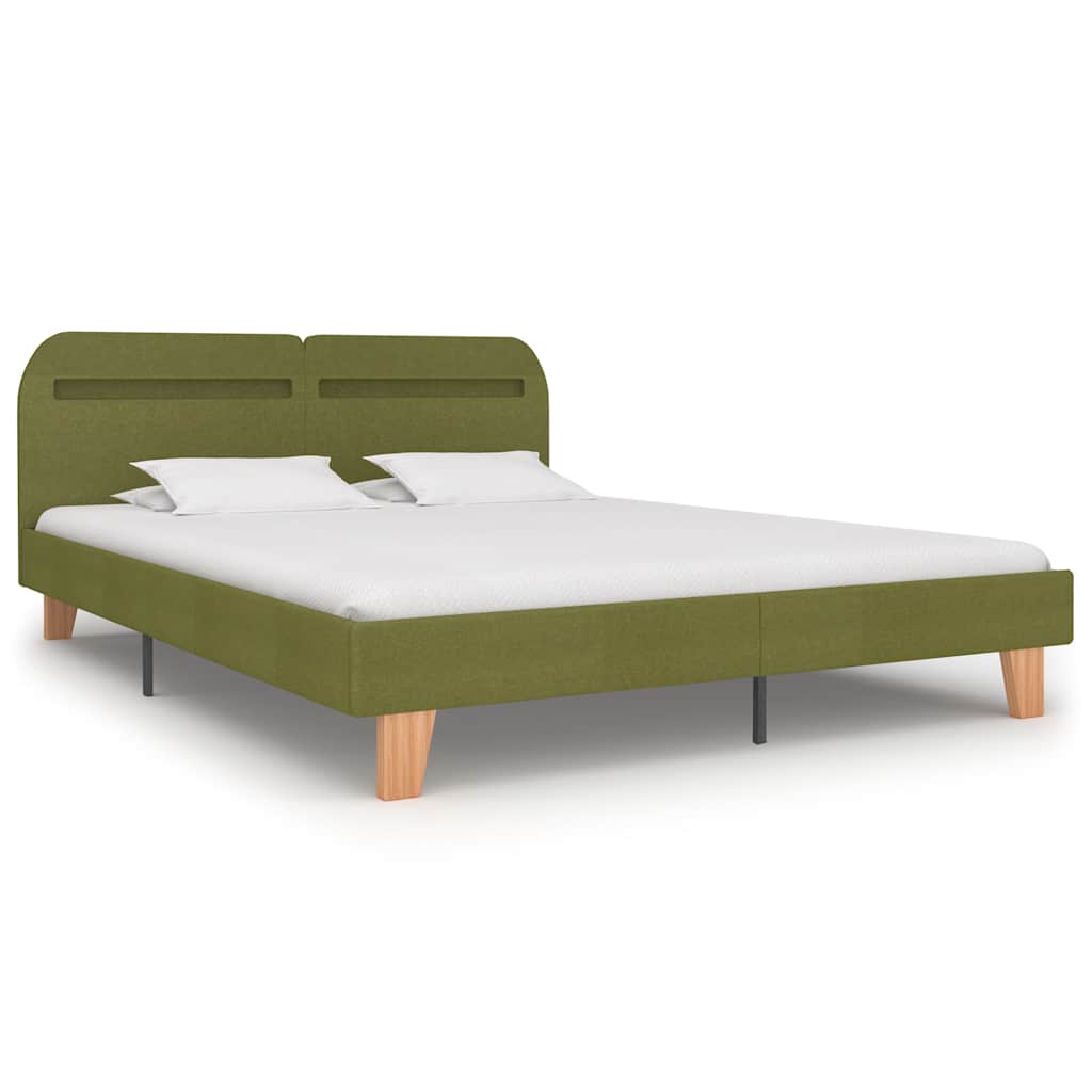 vidaXL Cadru de pat cu LED fără saltea țesătură verde 150x200 cm