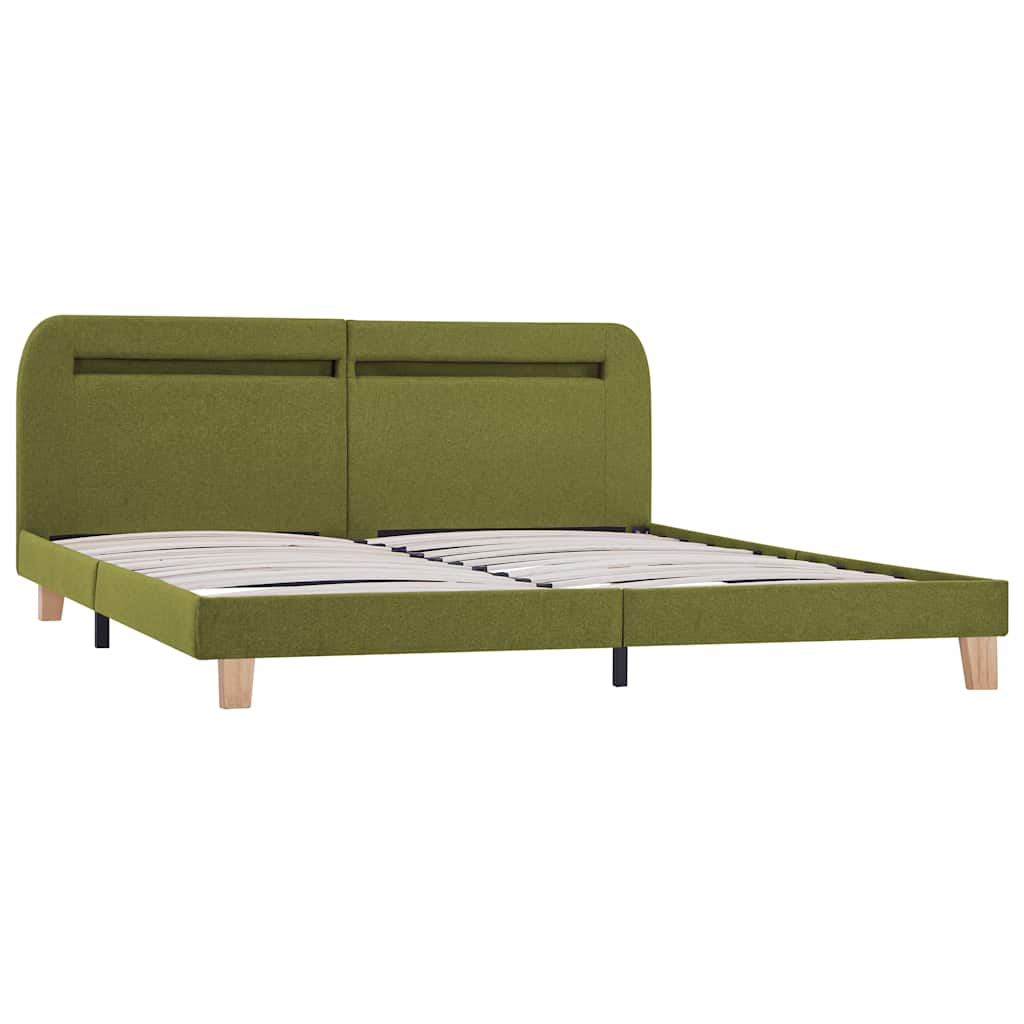vidaXL Cadru de pat cu LED fără saltea țesătură verde 150x200 cm