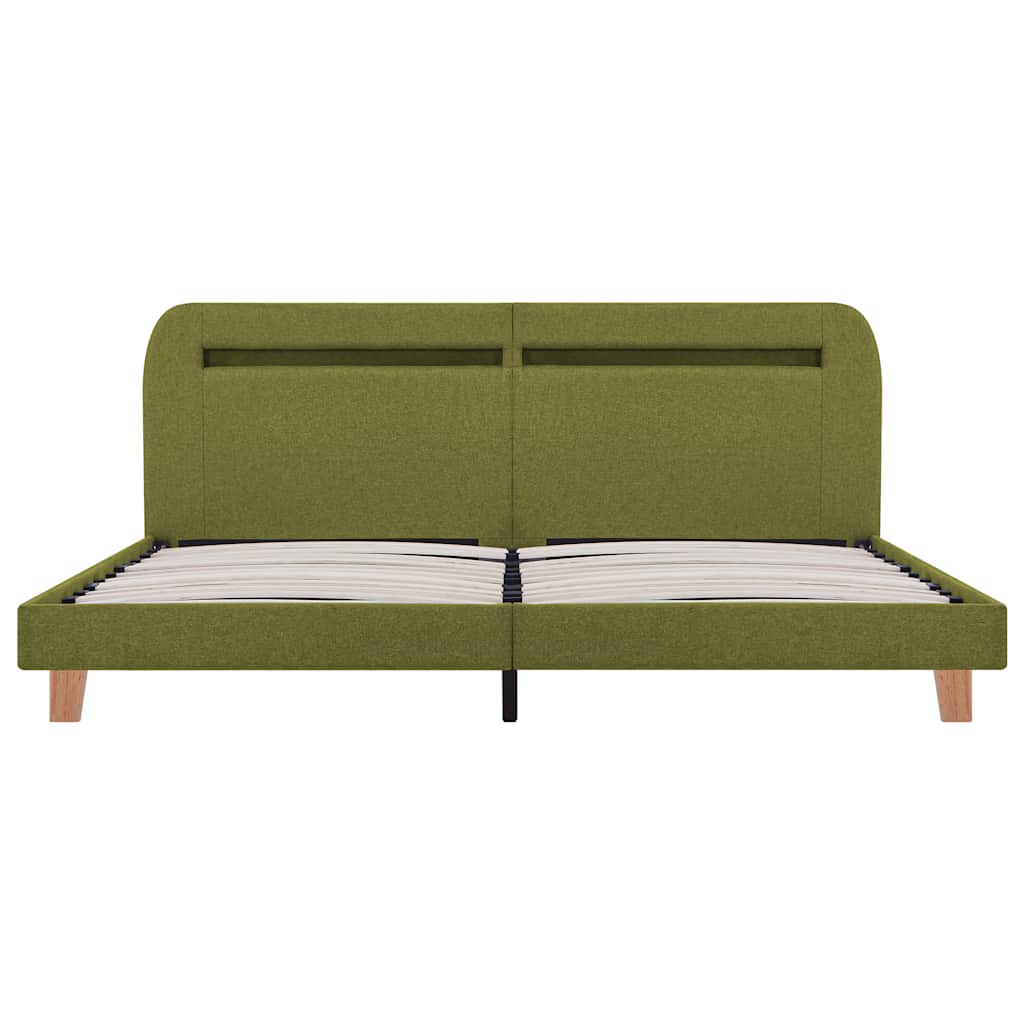 vidaXL Cadru de pat cu LED fără saltea țesătură verde 150x200 cm