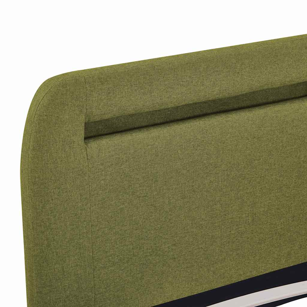 vidaXL Cadru de pat cu LED fără saltea țesătură verde 150x200 cm