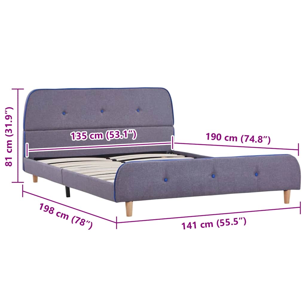 vidaXL Cadru de pat fără saltea țesătură gri deschis 135x190 cm