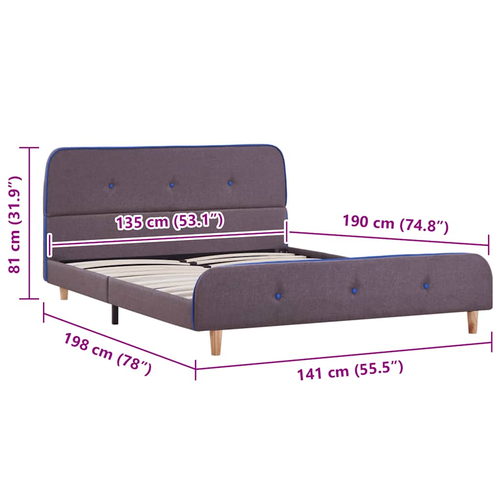 vidaXL Cadru de pat fără saltea țesătură taup 135x190 cm