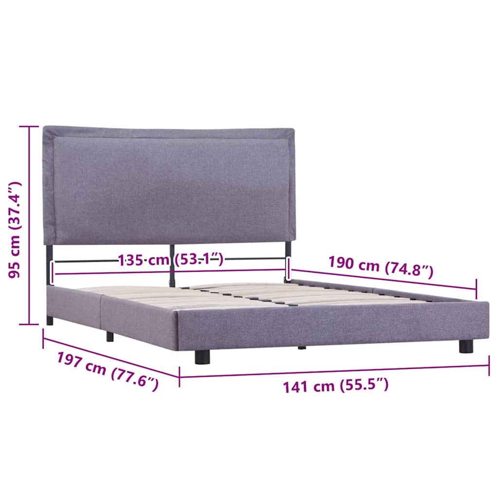 vidaXL Cadru de pat fără saltea țesătură gri deschis 135x190 cm