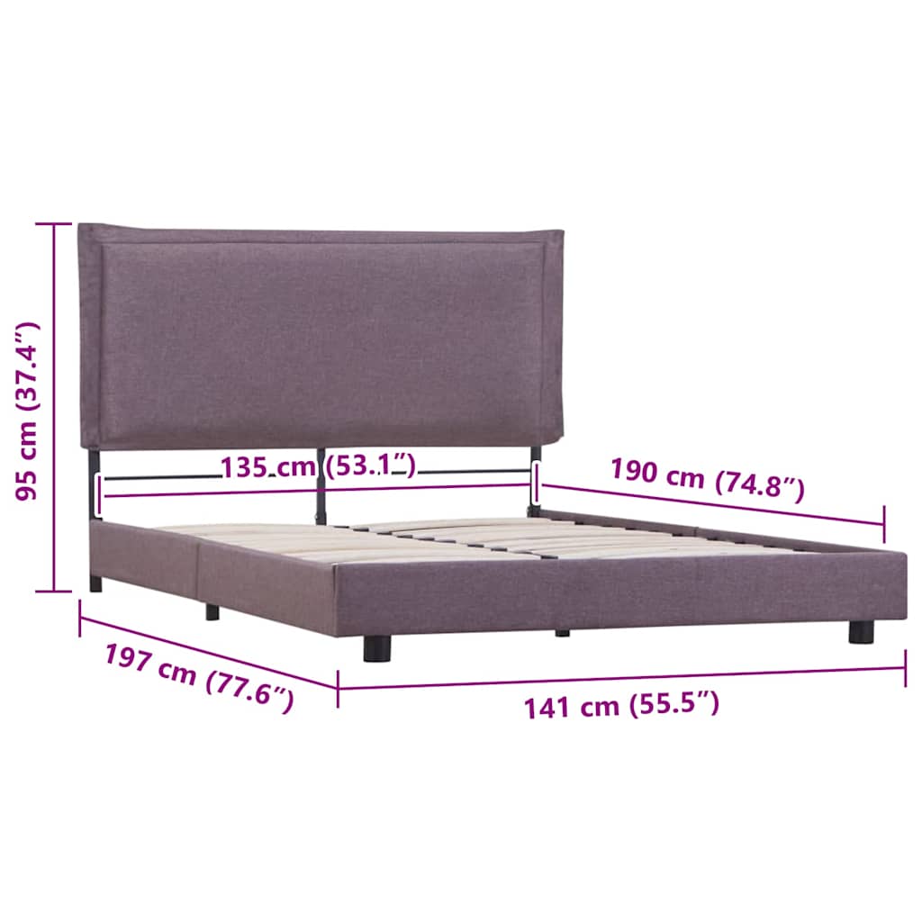 vidaXL Cadru de pat fără saltea țesătură taup 135x190 cm