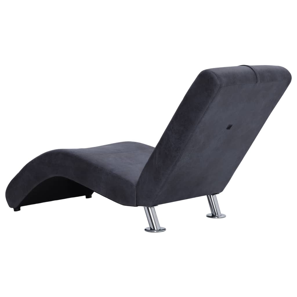 vidaXL Șezlong cu pernă, gri, piele întoarsă artificială vidaXL Șezlong cu pernă, gri, piele întoarsă artificială