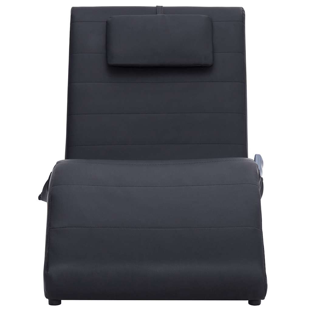 vidaXL Șezlong de masaj cu pernă, negru, piele artificială vidaXL Șezlong de masaj cu pernă, negru, piele artificială