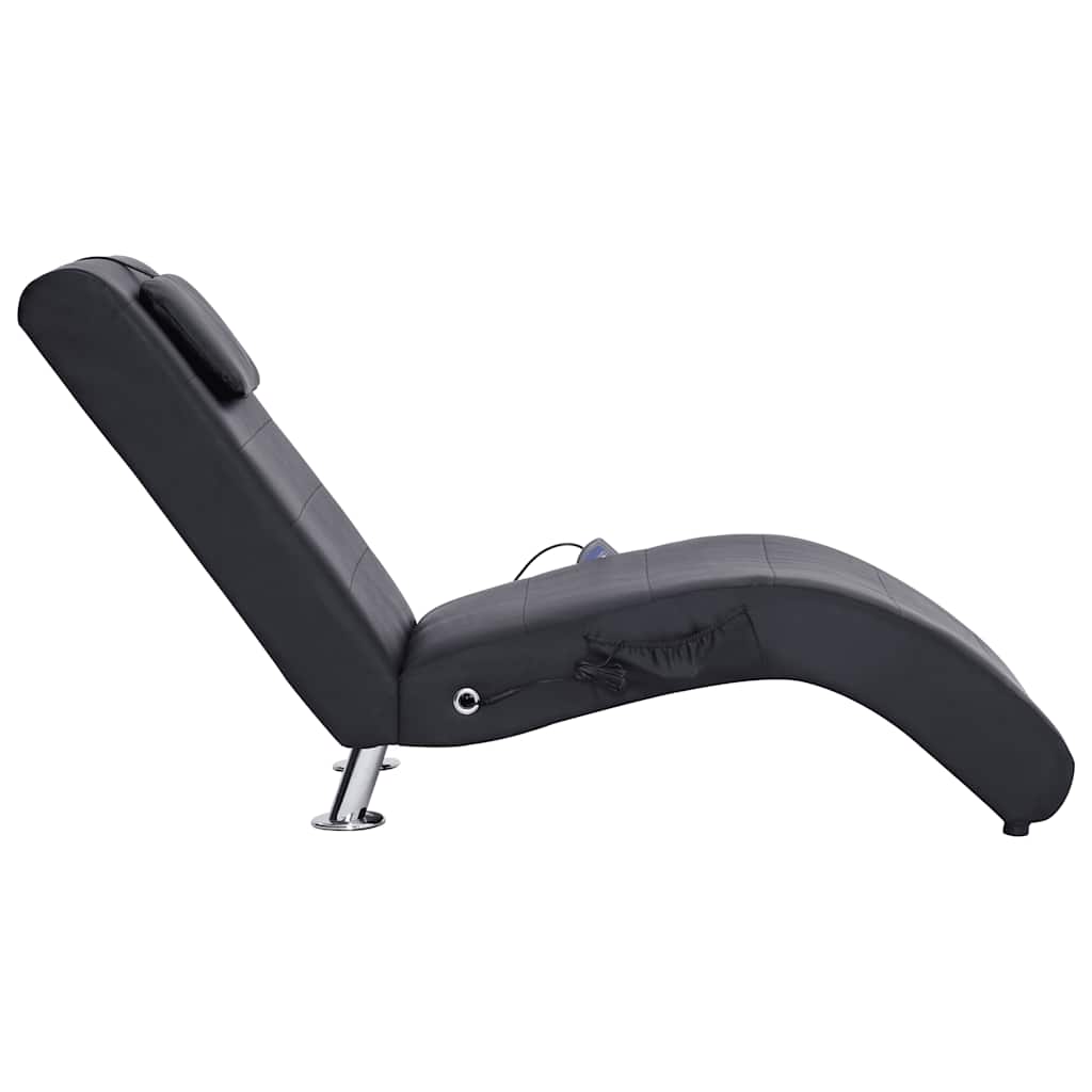 vidaXL Șezlong de masaj cu pernă, negru, piele artificială vidaXL Șezlong de masaj cu pernă, negru, piele artificială