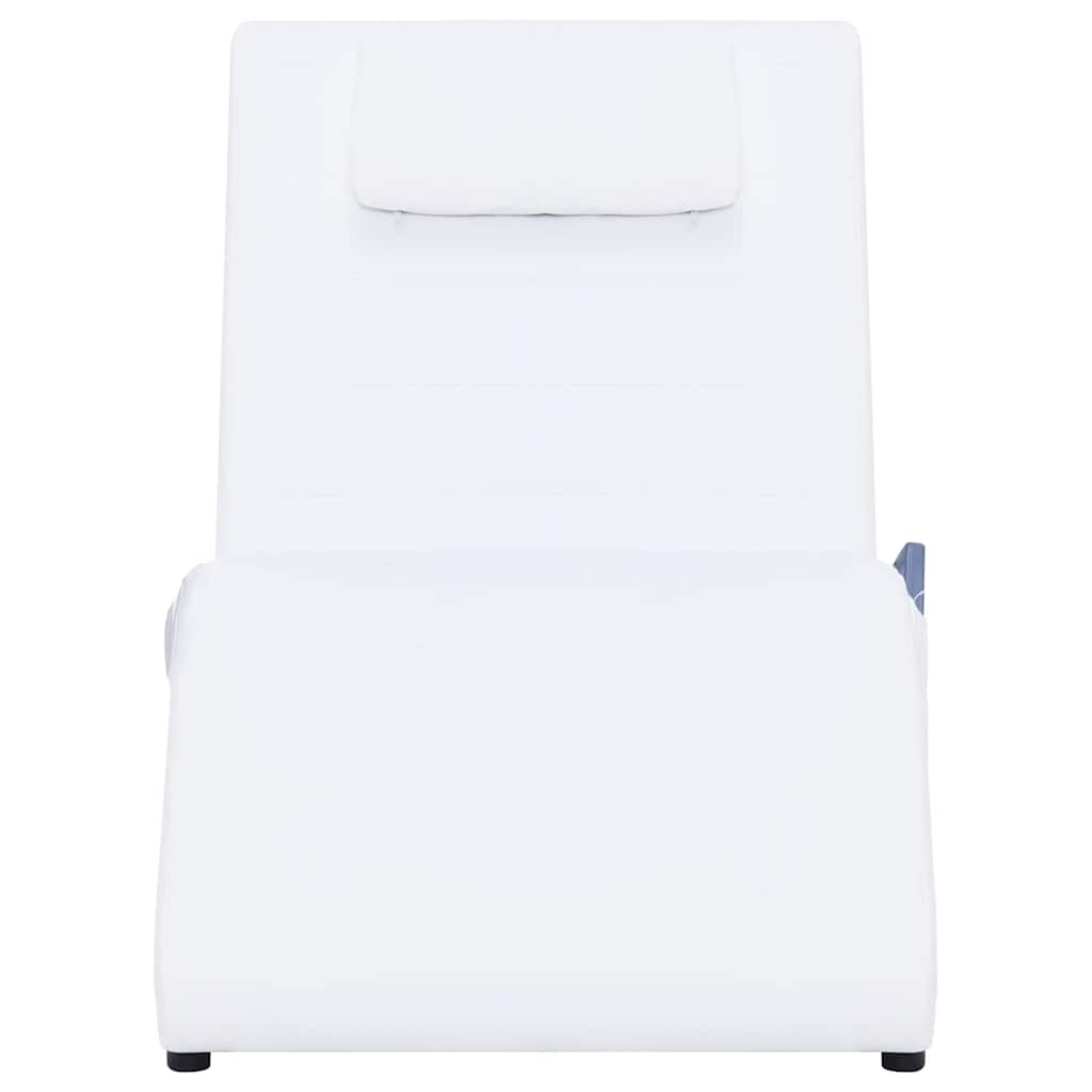 vidaXL Șezlong de masaj cu pernă, alb, piele artificială vidaXL Șezlong de masaj cu pernă, alb, piele artificială