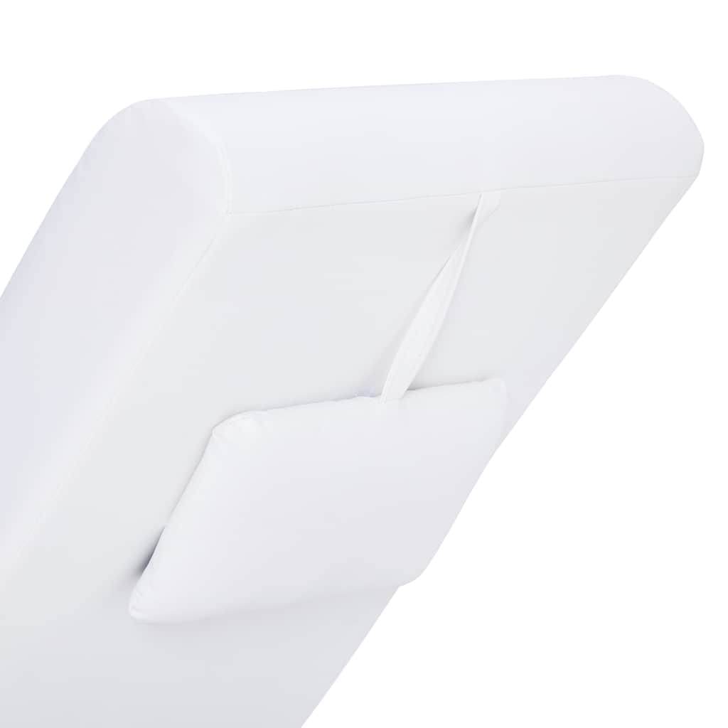 vidaXL Șezlong de masaj cu pernă, alb, piele artificială vidaXL Șezlong de masaj cu pernă, alb, piele artificială