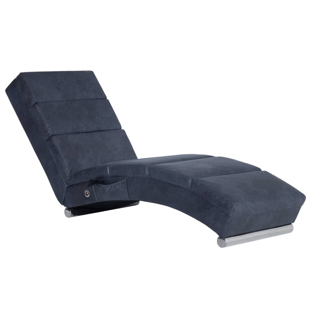 vidaXL Șezlong de masaj, gri, imitație piele de căprioară vidaXL Șezlong de masaj, gri, imitație piele de căprioară