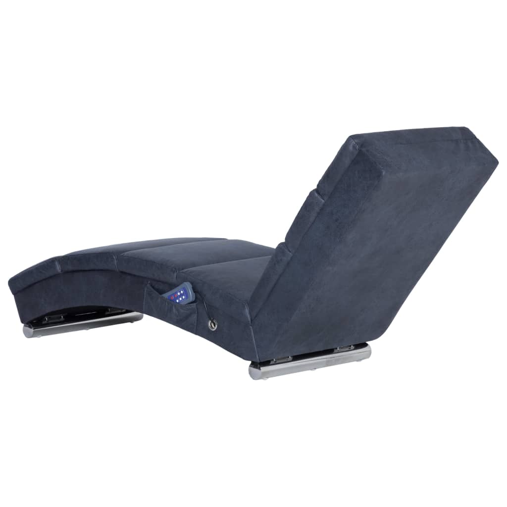 vidaXL Șezlong de masaj, gri, imitație piele de căprioară vidaXL Șezlong de masaj, gri, imitație piele de căprioară