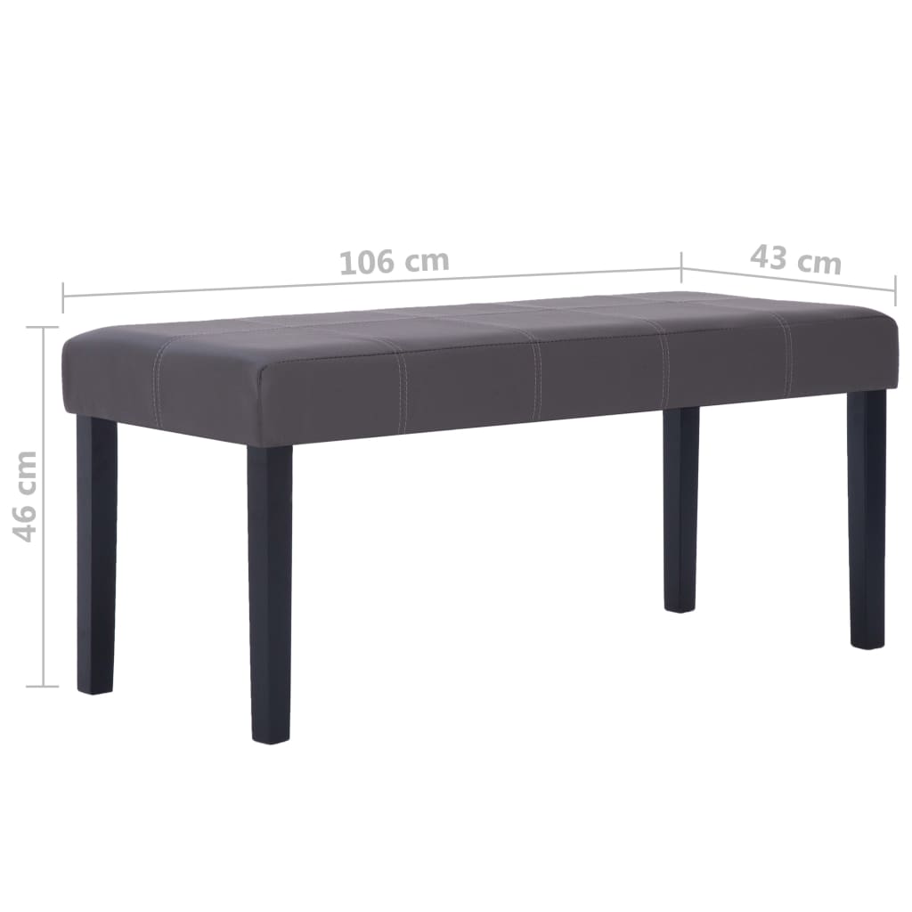 vidaXL Bancă, gri, 106 cm, piele artificială