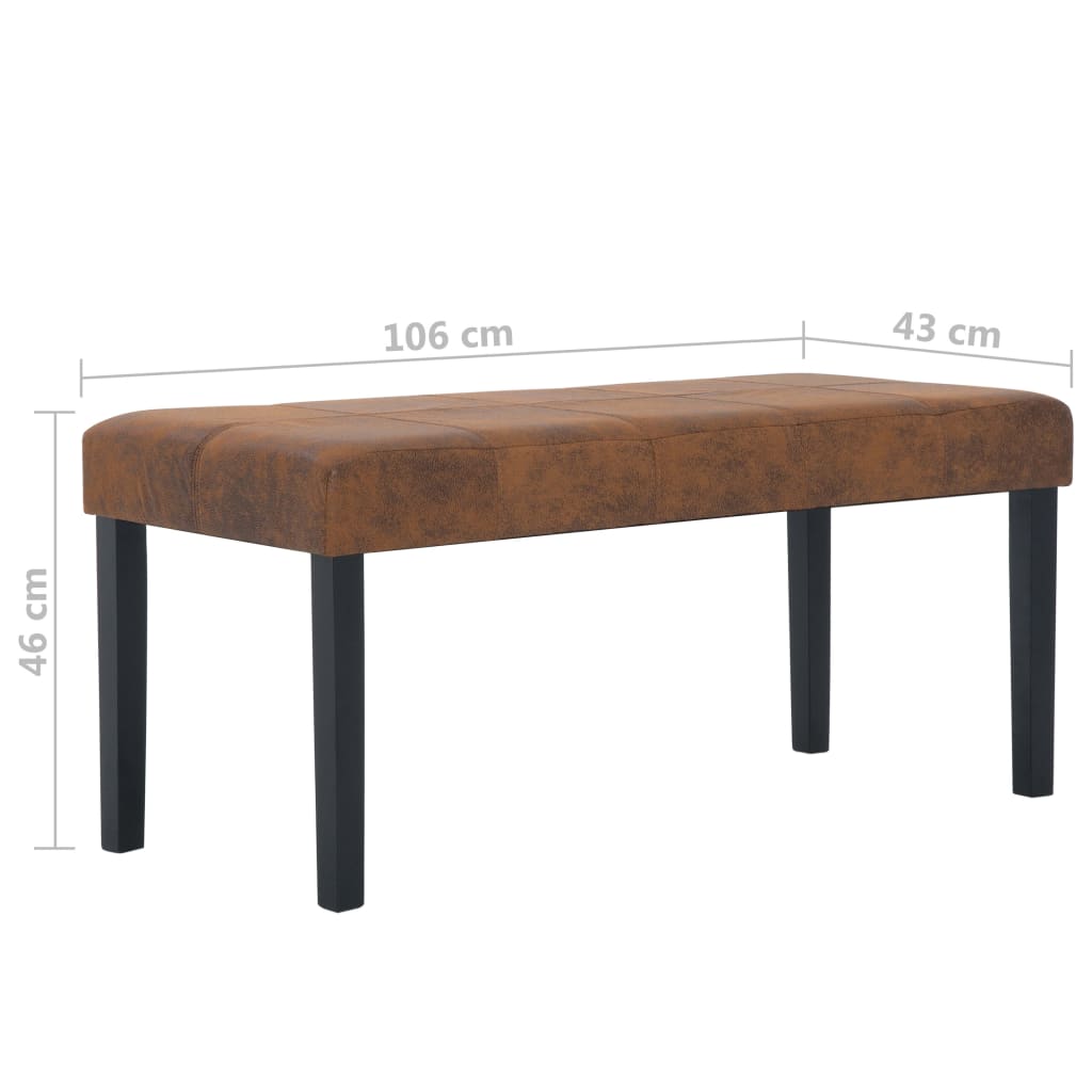 vidaXL Bancă, maro, 106 cm, piele întoarsă ecologică