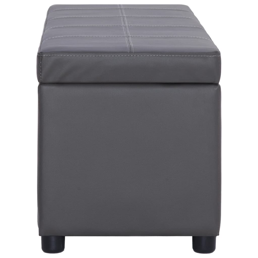vidaXL Banchetă cu zonă de depozitare, gri, 116 cm, piele ecologică vidaXL Banchetă cu zonă de depozitare, gri, 116 cm, piele ecologică