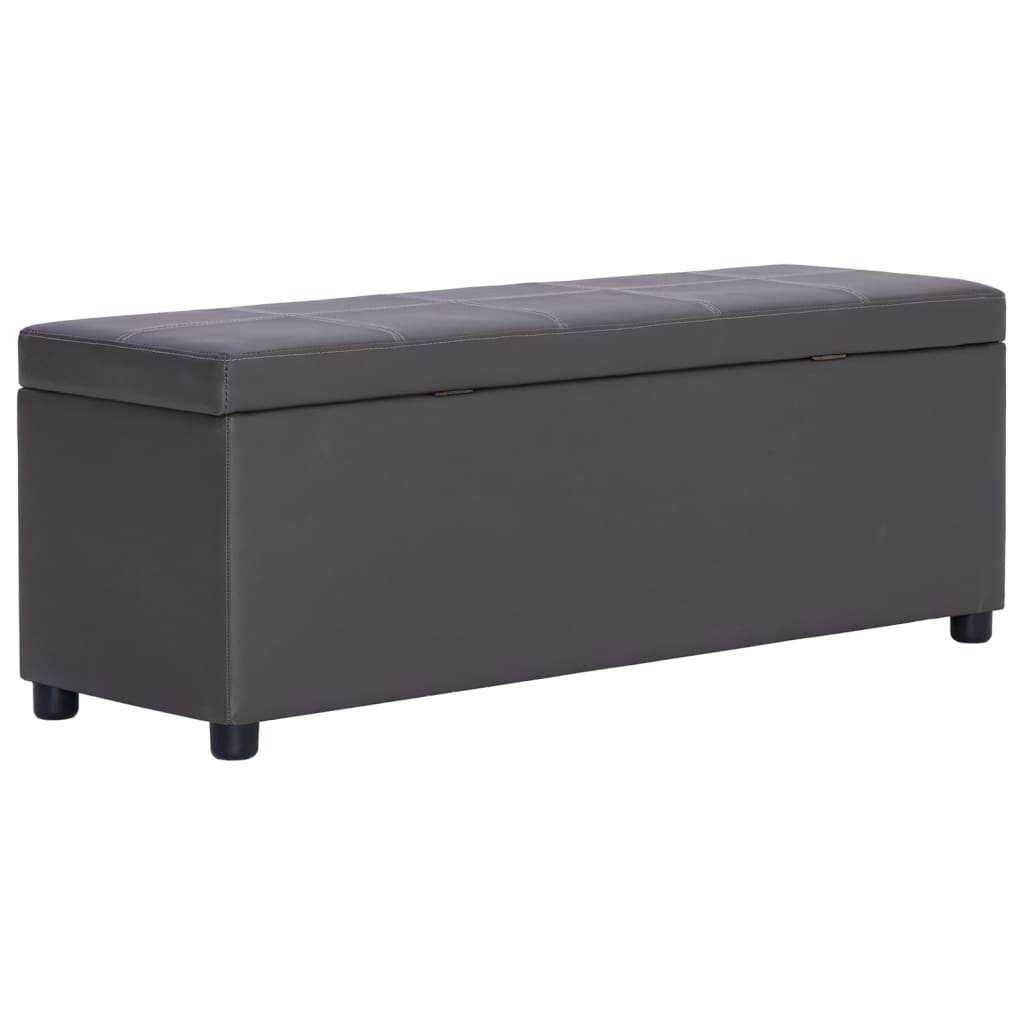 vidaXL Banchetă cu zonă de depozitare, gri, 116 cm, piele ecologică vidaXL Banchetă cu zonă de depozitare, gri, 116 cm, piele ecologică