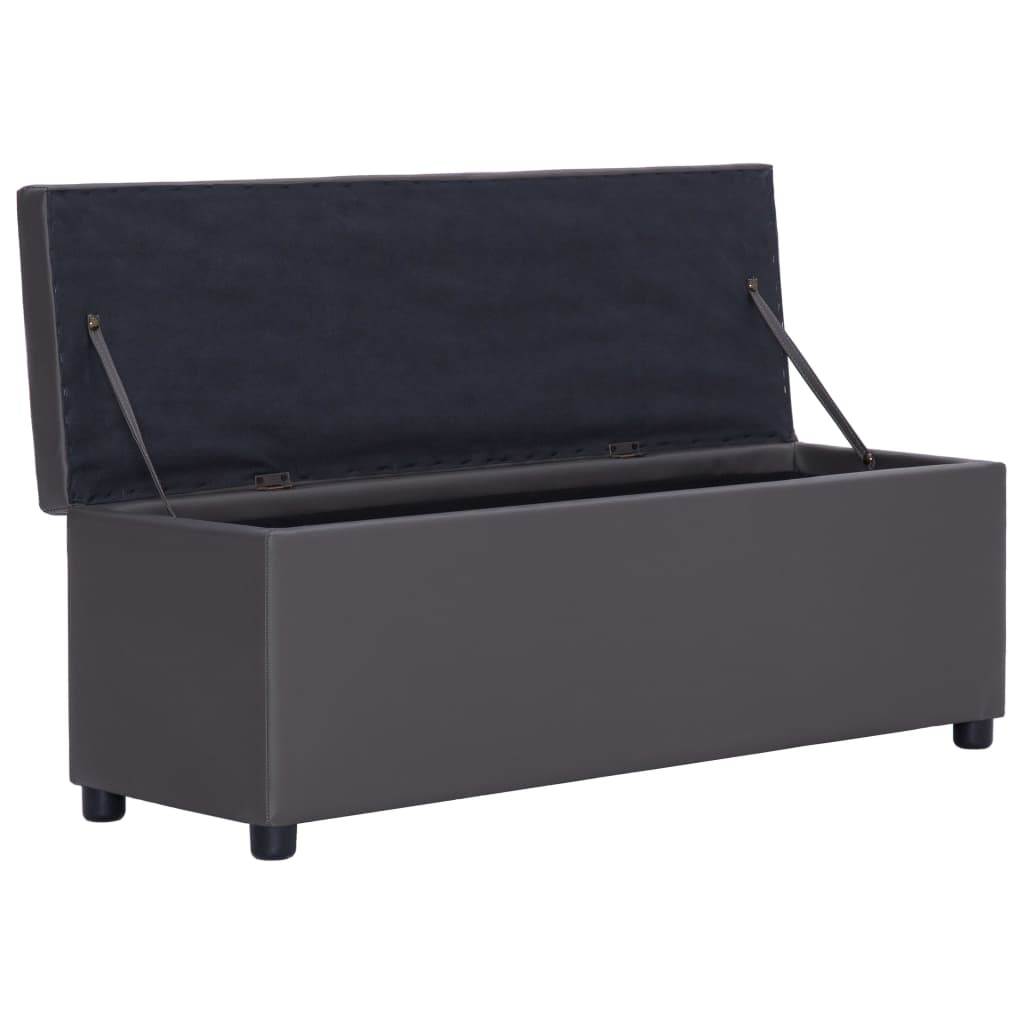 vidaXL Banchetă cu zonă de depozitare, gri, 116 cm, piele ecologică vidaXL Banchetă cu zonă de depozitare, gri, 116 cm, piele ecologică