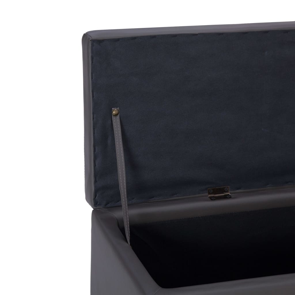 vidaXL Banchetă cu zonă de depozitare, gri, 116 cm, piele ecologică vidaXL Banchetă cu zonă de depozitare, gri, 116 cm, piele ecologică