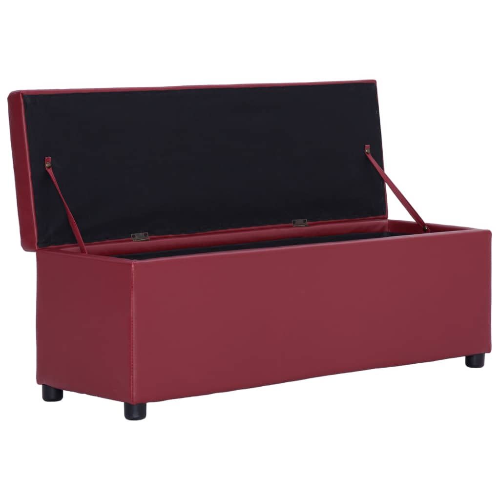 vidaXL Bancă, compartiment de depozitare, grena 116 cm piele ecologică vidaXL Bancă, compartiment de depozitare, grena 116 cm piele ecologică