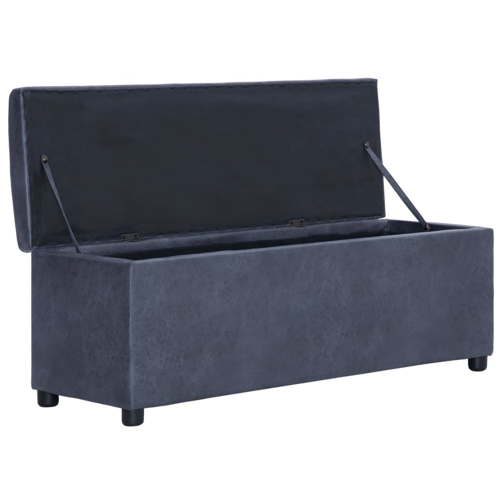 vidaXL Banchetă cu depozitare, gri, 116 cm, piele întoarsă ecologică