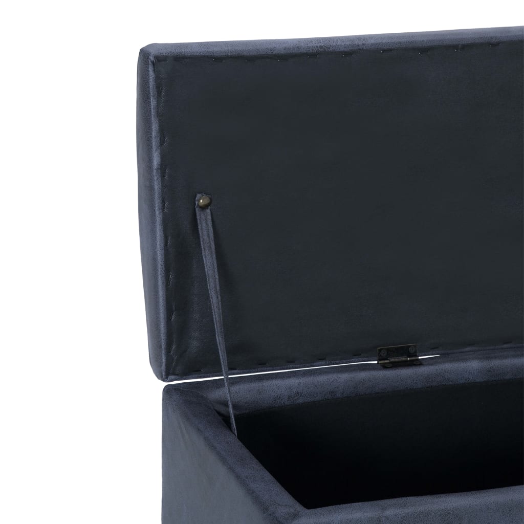 vidaXL Banchetă cu depozitare, gri, 116 cm, piele întoarsă ecologică