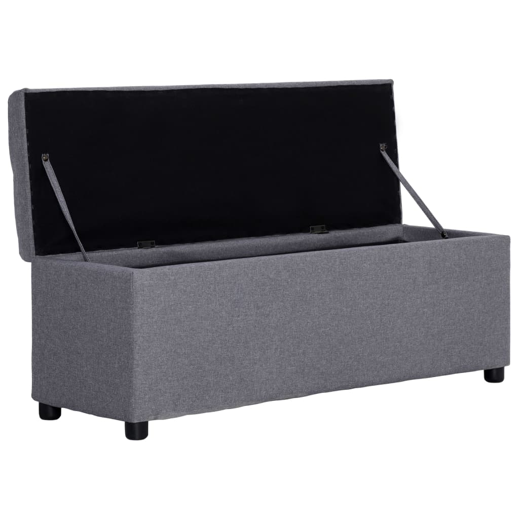 vidaXL Bancă, compartiment de depozitare, gri deschis 116 cm poliester